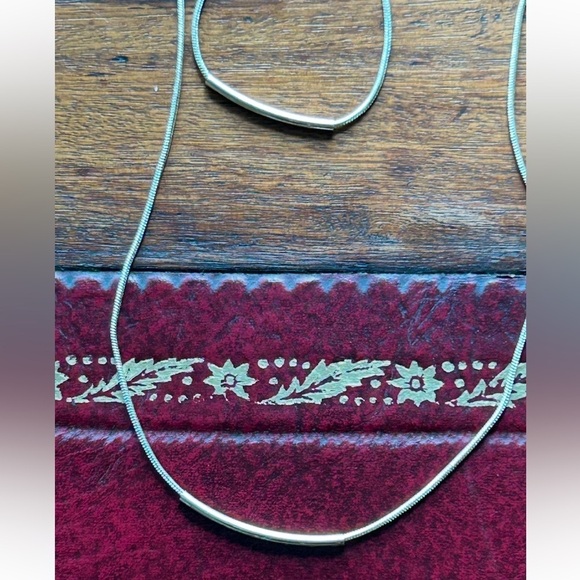 Tubular Smooth Double Rope Necklace Silver Tone Moveable Pendants - Picture 13 of 15